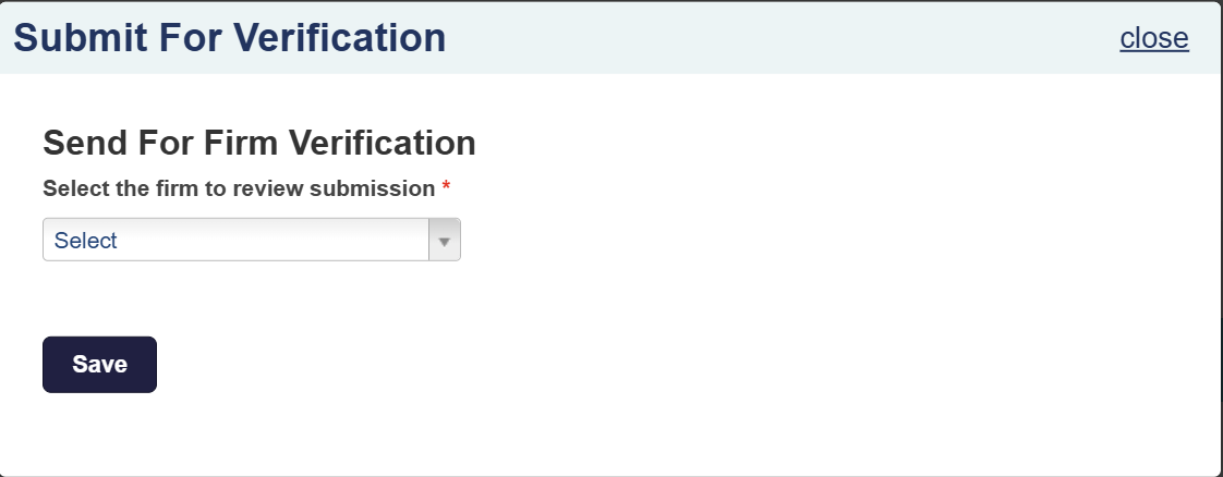 Send For Firm Verification dropdown