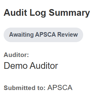 Dashboard showing Awaiting APSCA Review status